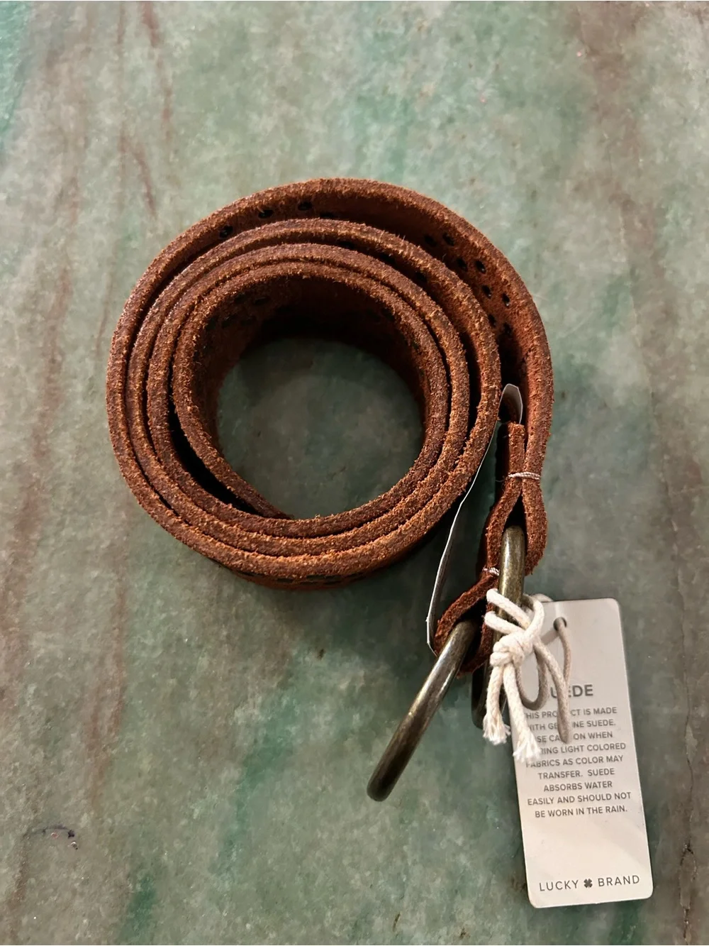 Lucky Brand Rust Brown Suede Double-Ring Belt